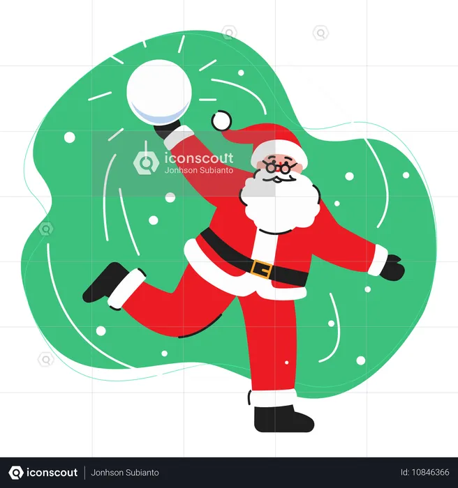 Santa Throwing Snowball  Illustration