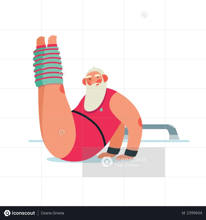 Santa training in gym  Illustration