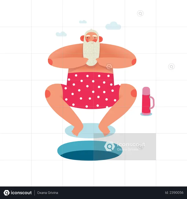 Santa wearing swimsuit  Illustration