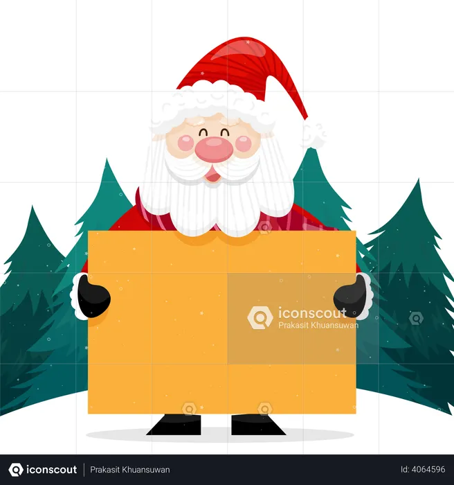 Santa with blank board  Illustration