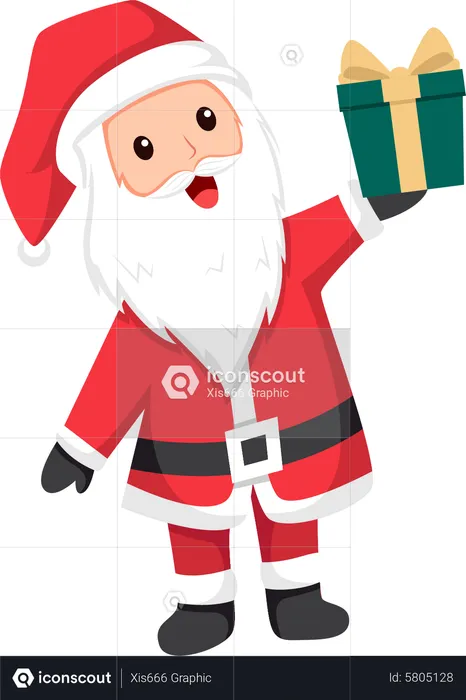 Santa with Christmas Gift  Illustration