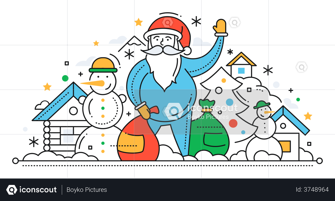 Santa with Christmas gifts Illustration