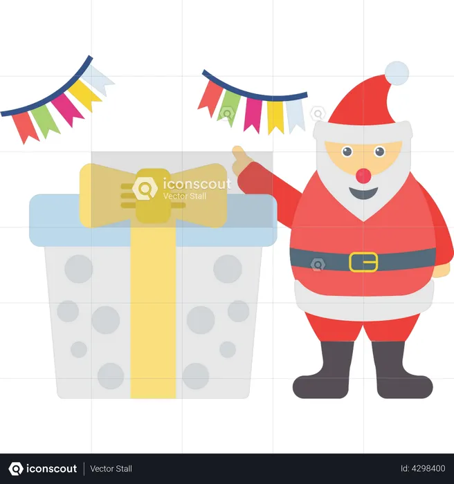 Santa with gift  Illustration