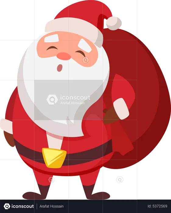 Santa with gift bag  Illustration