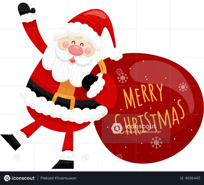 Santa with gift bag  Illustration