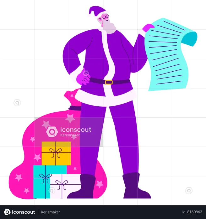 Santa with Gift List  Illustration