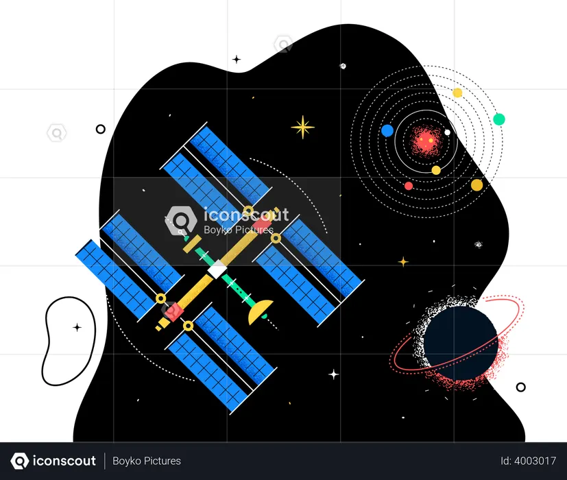 Satélite en el espacio  Ilustración