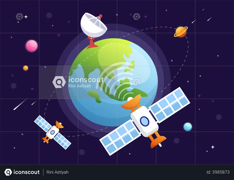 Satellites Around earth  Illustration