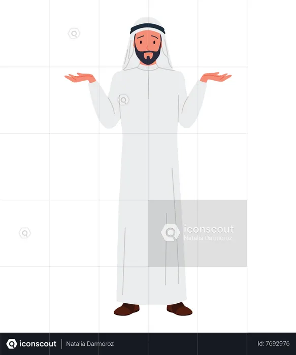 Saudi businessman waiving both hand  Illustration