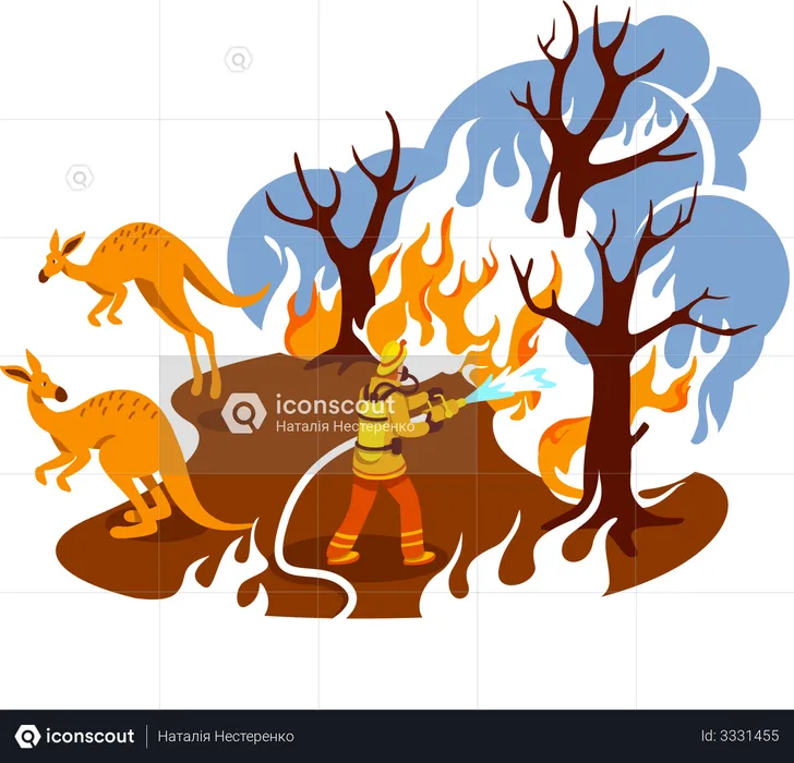 Save burning forest  Illustration