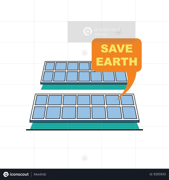 Save earth using solar energy  Illustration