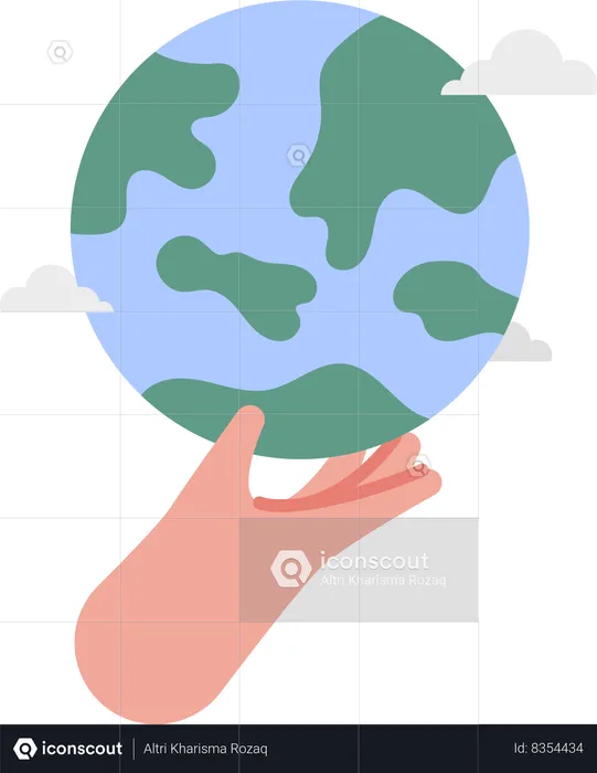 Save earth with hand  Illustration