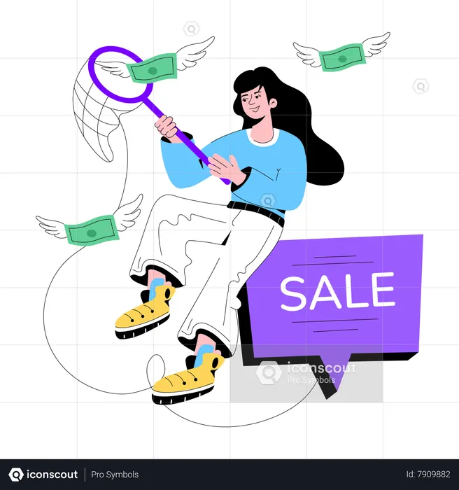 Saving During Sales  Illustration