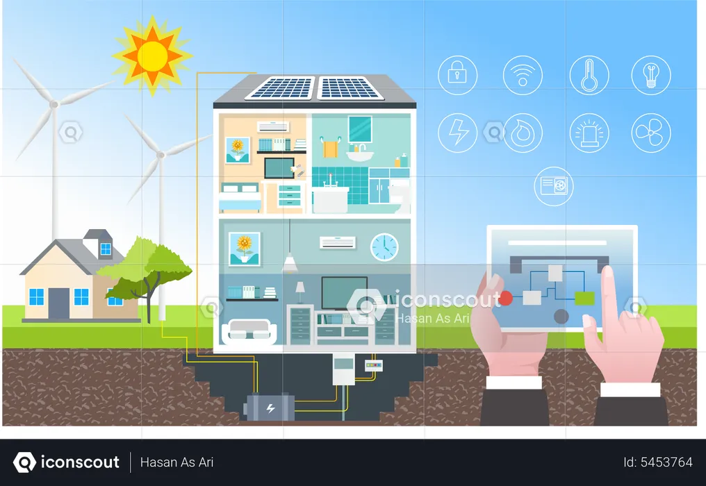 Saving energy for smart home  Illustration