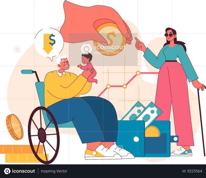 Saving for disable person  Illustration