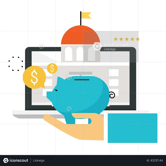 Savings account by bank  Illustration