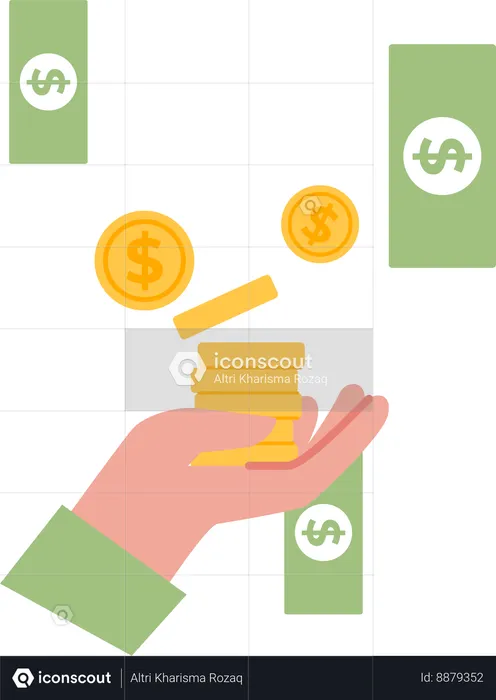 Savings Money with Hand Holding Coins  Illustration