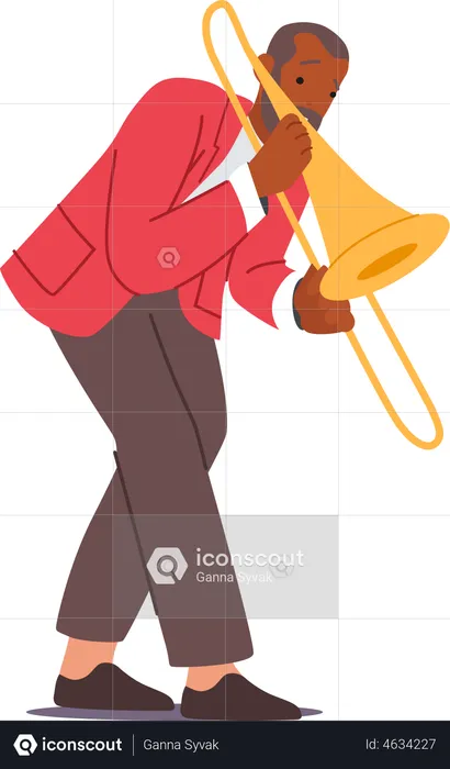 Sax player playing saxophone at live festival  Illustration