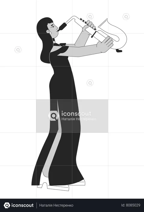 Fille de saxophone en tenue de récital  Illustration