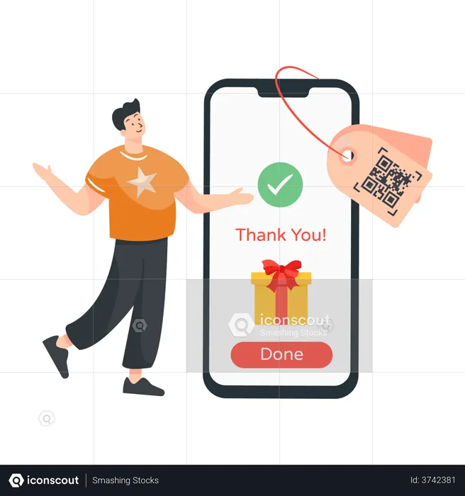 Scan and pay offer received gift  Illustration