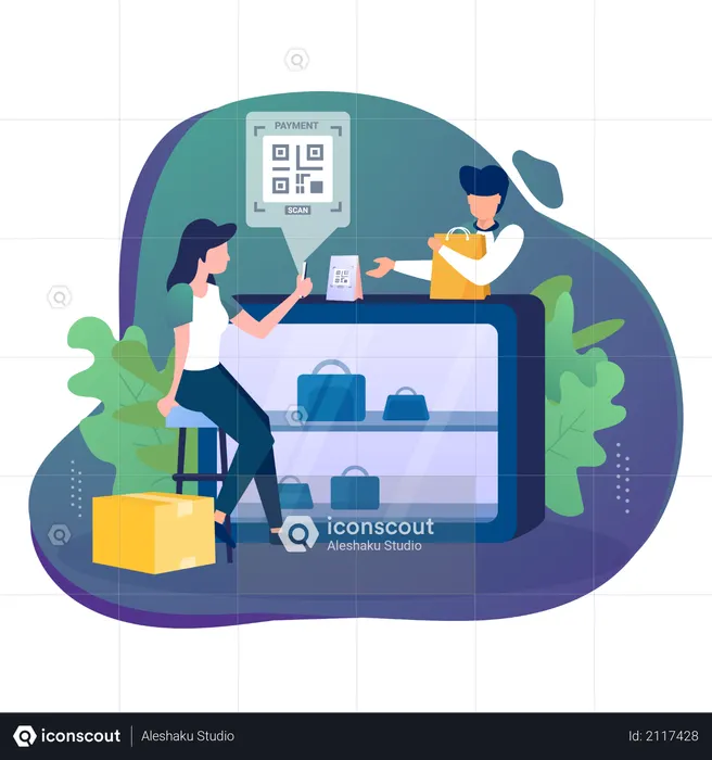 Scan code and make payment  Illustration