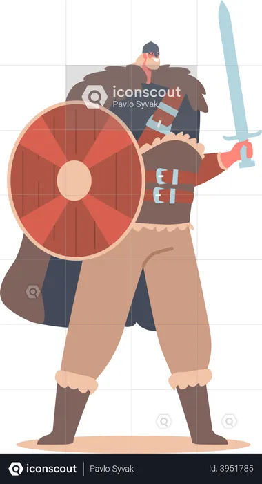 Scandinavian Warrior and Barbarian Soldier  Illustration