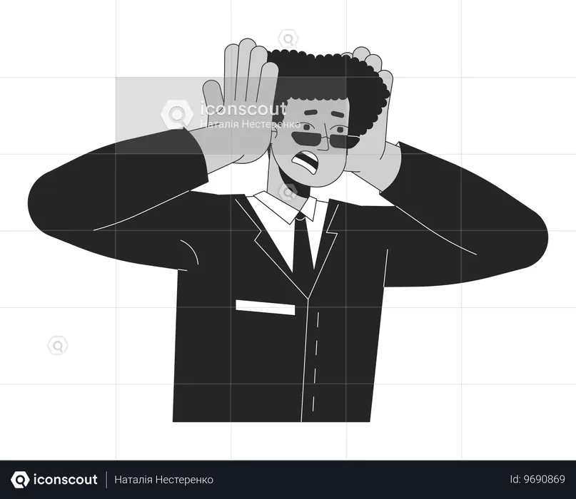 Scared latin american man clutching head  Illustration