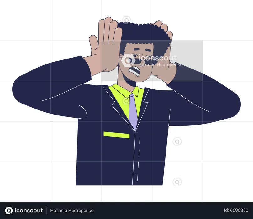 Scared latin american man clutching head  Illustration