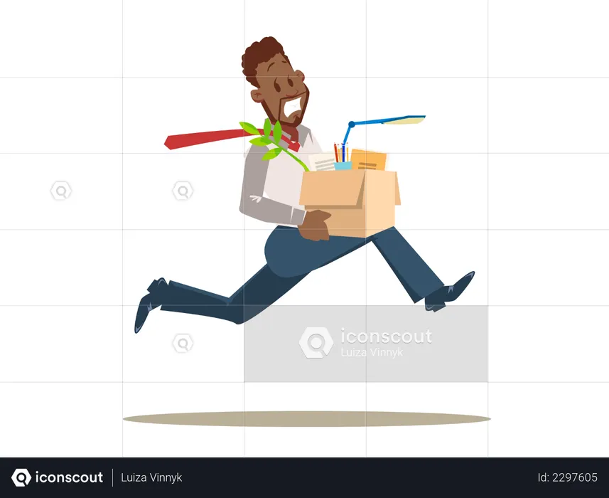 Scared Worker Running from Office  Illustration