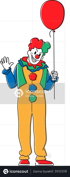 Scary Clown with Balloon  Illustration