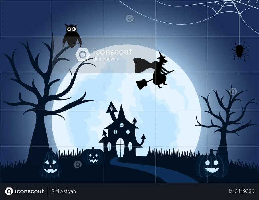 Scary Halloween Night  Illustration
