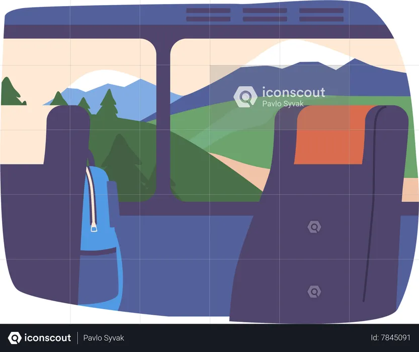 Scenic Bus Window  Illustration