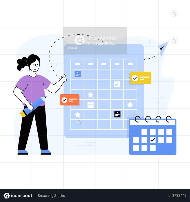 Scheduling task in the calendar  Illustration