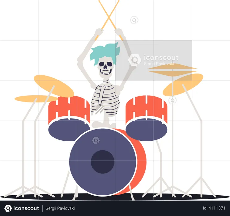 Schlagzeuger spielt Schlagzeug  Illustration