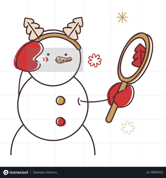 Schneemann mit Spiegel  Illustration