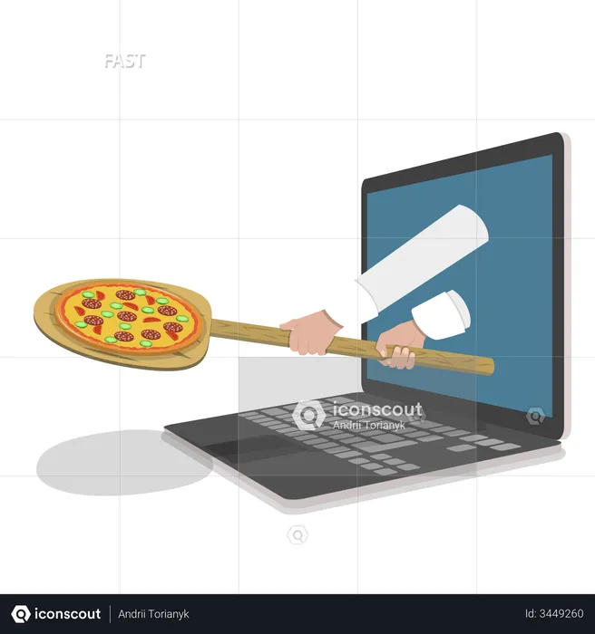 Schnelle Pizzalieferung  Illustration