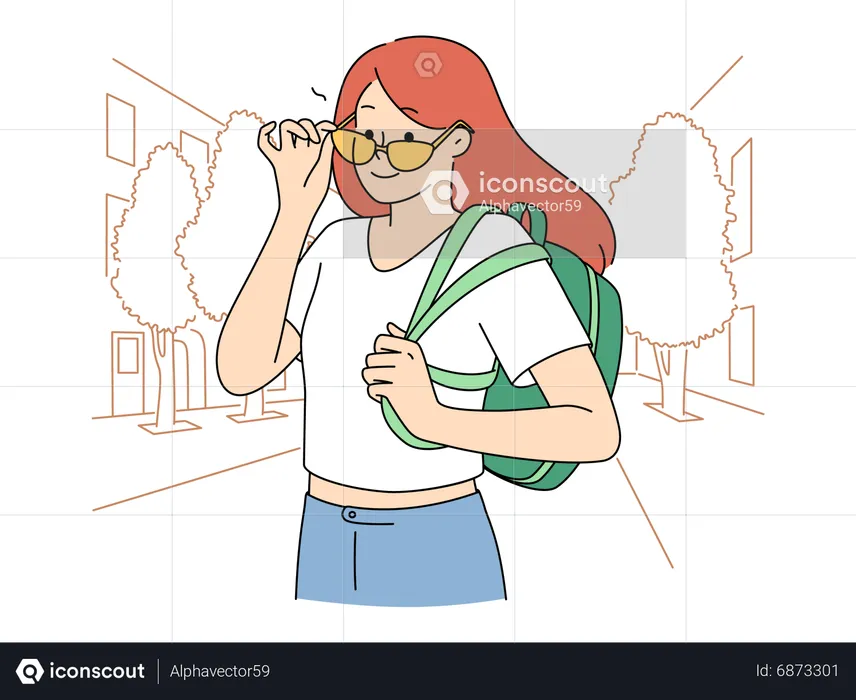 Schöne Frau mit Tasche  Illustration