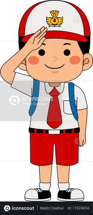 School boy giving salute  Illustration