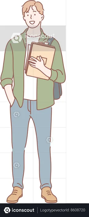School boy going to college  Illustration