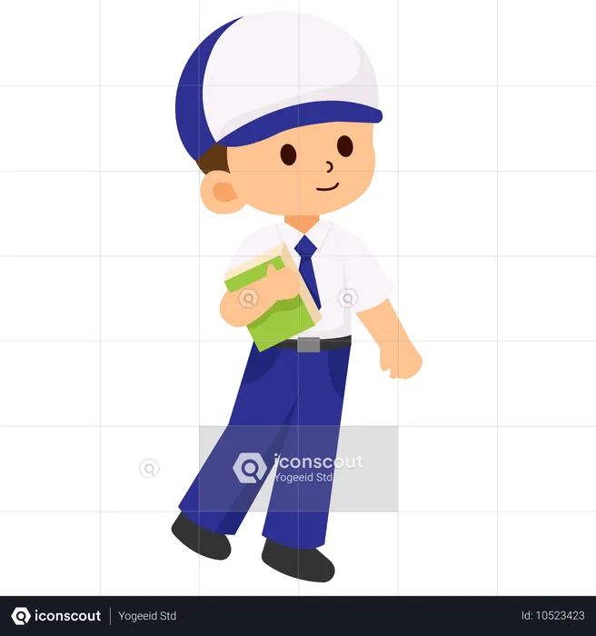 School Boy holding a Book  Illustration