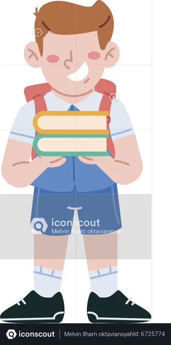 School boy holding books  Illustration