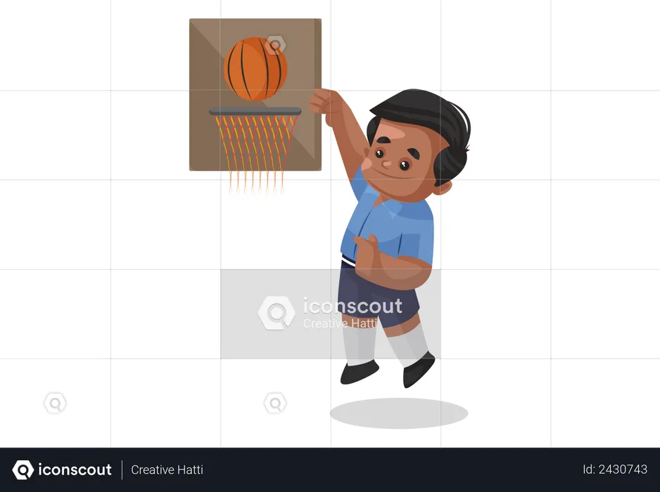 School boy playing basketball  Illustration