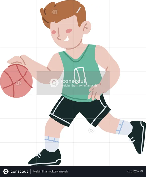 School boy playing Basketball  Illustration