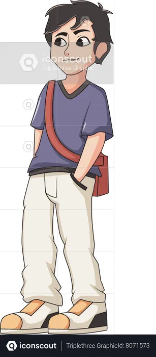 School boy with bag  Illustration