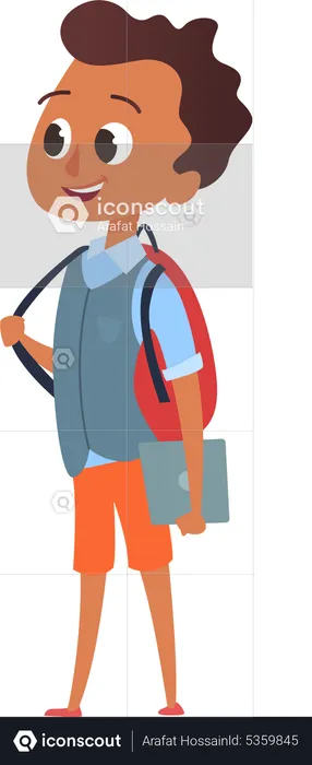 School boy with book and bag  Illustration