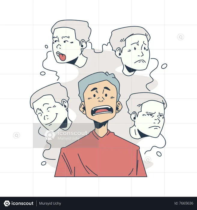 School boy with different emotions  Illustration
