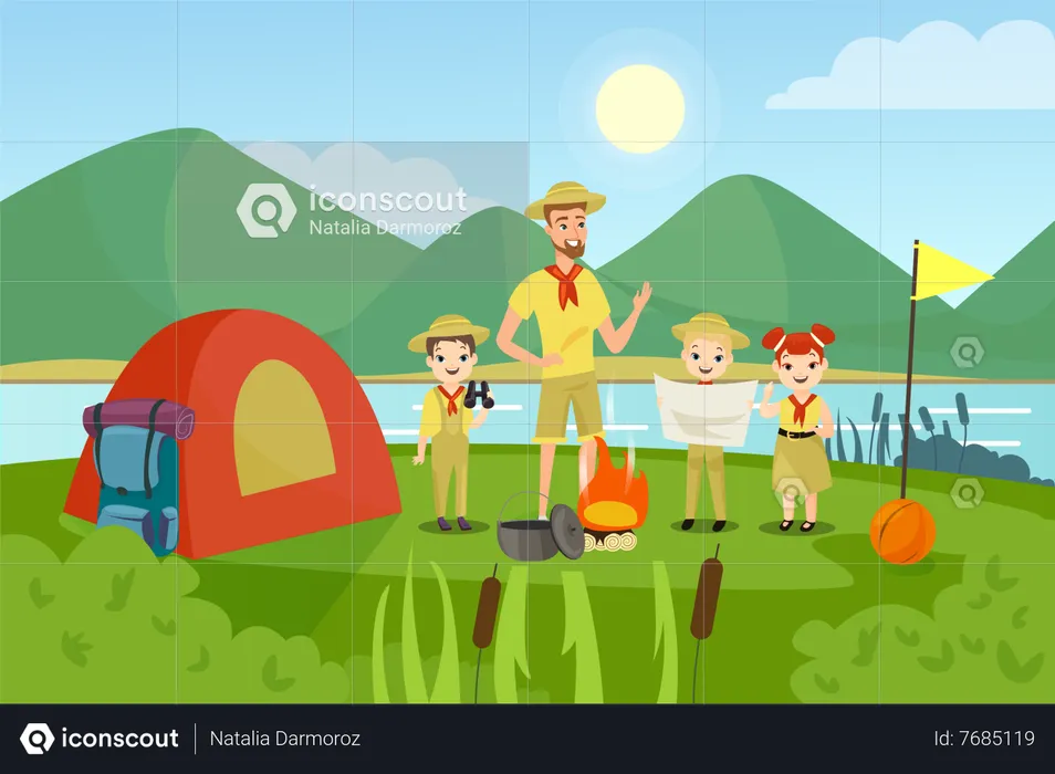 School camping  Illustration