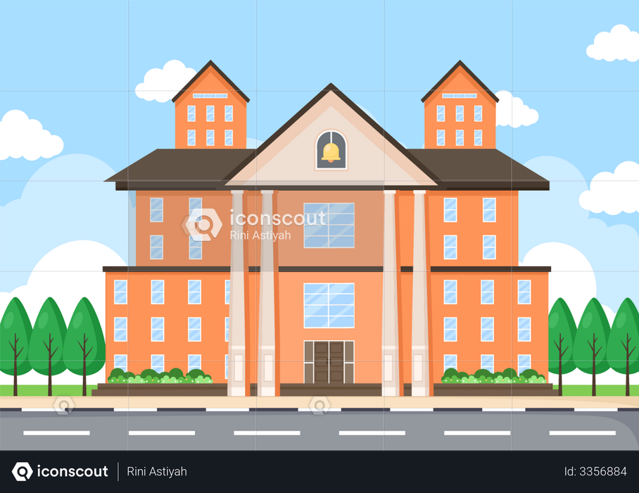 Best Premium School campus Illustration download in PNG & Vector format