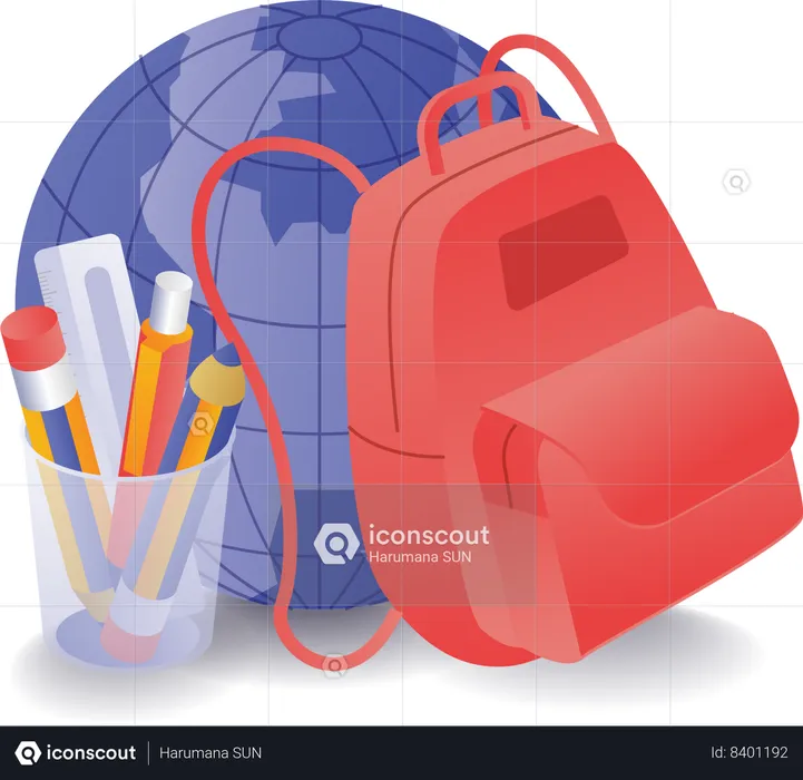 School education tool bag illustration concept  Illustration