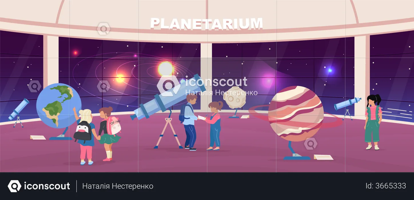 School excursion to planetarium  Illustration